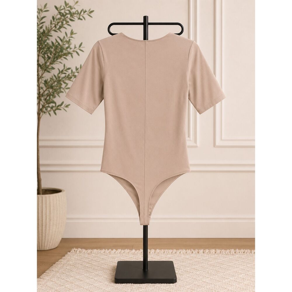 Everlane Supima Cotton Elbow Sleeve Bodysuit in Taupe | Women's Size M